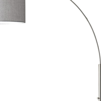 74" Silver Metal Arched Floor Lamp With Gray Linen Drum Shade - Image 5