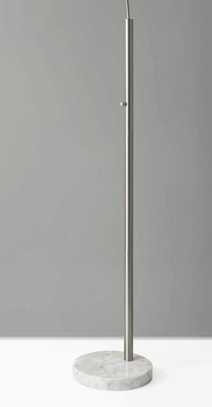 74" Silver Metal Arched Floor Lamp With Gray Linen Drum Shade - Image 9