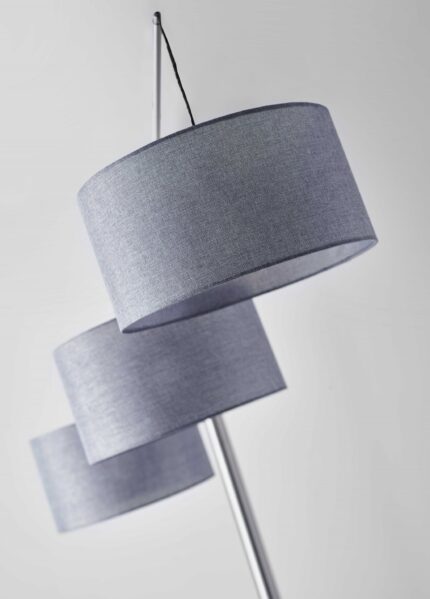91" Silver Three Light Tree Floor Lamp With Gray Linen Drum Shade - Image 8