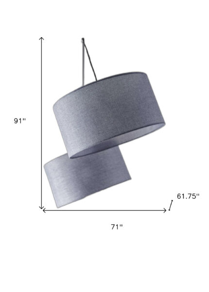 91" Silver Three Light Tree Floor Lamp With Gray Linen Drum Shade - Image 9