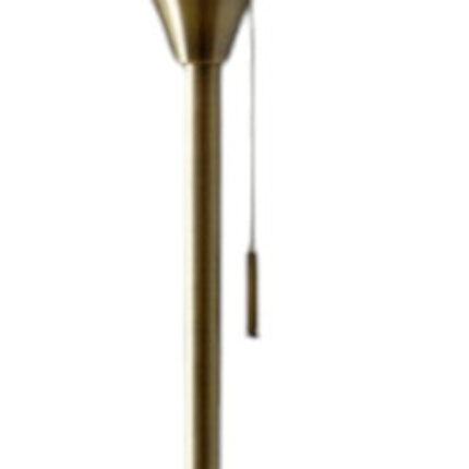 71" Brass Metal Torchiere Floor Lamp With White Glass Novelty Shade - Image 3