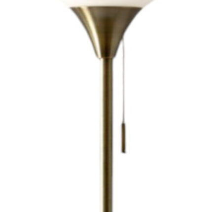 71" Brass Metal Torchiere Floor Lamp With White Glass Novelty Shade - Image 4
