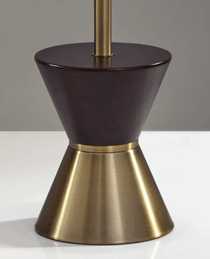 59" Brass Column With Beige Fabric Shade - Image 5