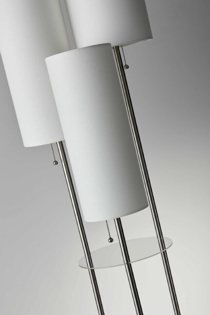 68" Silver Three Light Novelty Floor Lamp With White Linen Cylinder Shade - Image 6
