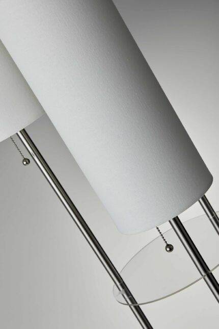 68" Silver Three Light Novelty Floor Lamp With White Linen Cylinder Shade - Image 7