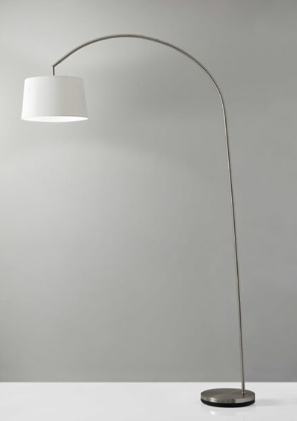 83" Silver Arc Floor Lamp With White Linen Empire Shade - Image 4
