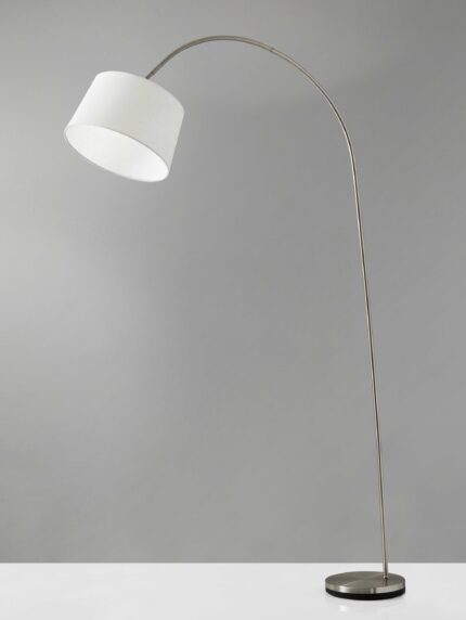 83" Silver Arc Floor Lamp With White Linen Empire Shade - Image 5
