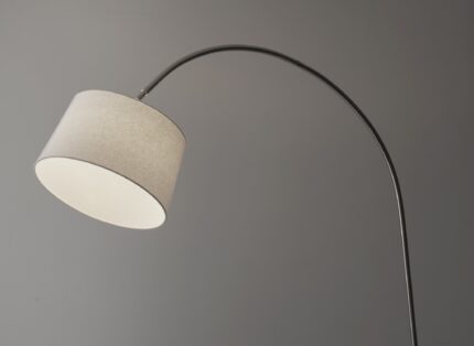 83" Silver Arc Floor Lamp With White Linen Empire Shade - Image 6