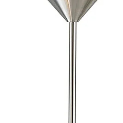 71" Silver Metal Two Light Torchiere Floor Lamp With White Bowl Shade - Image 3
