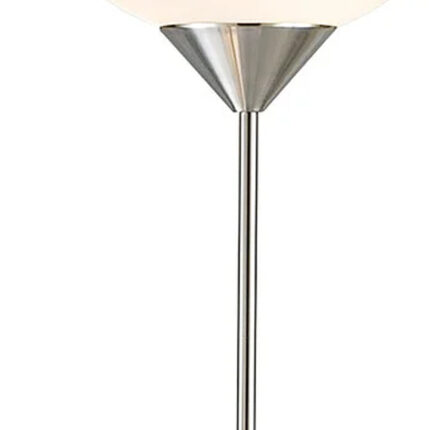 71" Silver Metal Two Light Torchiere Floor Lamp With White Bowl Shade - Image 4