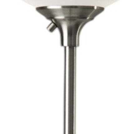 71" Silver Metal Torchiere Floor Lamp With White Bowl Shade - Image 5