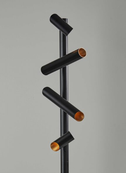 72" Black LED Tree Floor Lamp With Four Black Metal Cylinder Shades - Image 5