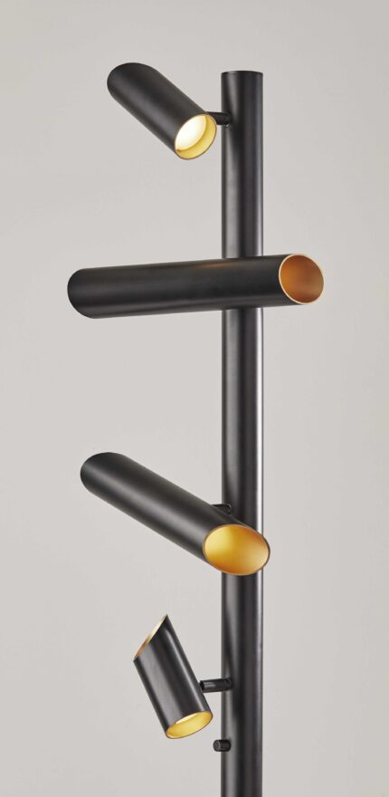 72" Black LED Tree Floor Lamp With Four Black Metal Cylinder Shades - Image 7