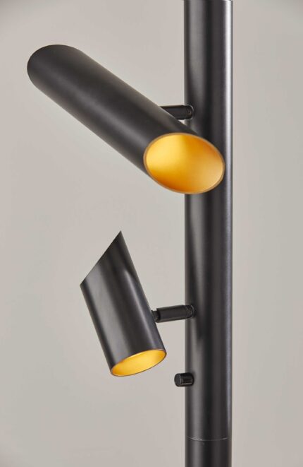 72" Black LED Tree Floor Lamp With Four Black Metal Cylinder Shades - Image 8