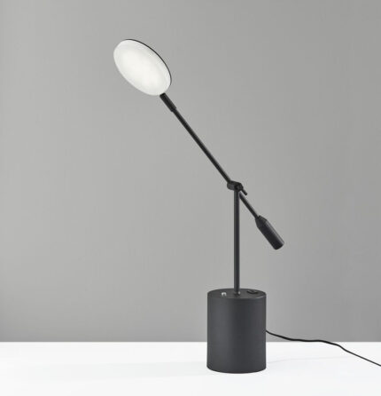 64" Black Metal LED Light Changing Swing Arm Floor Lamp - Image 7