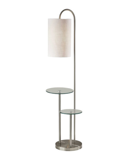 66" Silver Tray Table Floor Lamp With White Fabric Drum Shade - Image 2