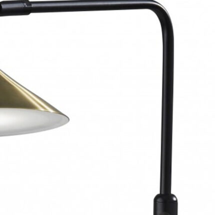 54" Black And Gold Metal LED Task Floor Lamp With Gold Metal Empire Shade - Image 3