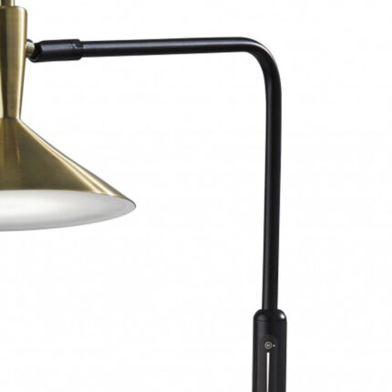 54" Black And Gold Metal LED Task Floor Lamp With Gold Metal Empire Shade - Image 4