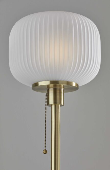 65" Brass Torchiere Floor Lamp With White Acrylic Globe Shade - Image 6