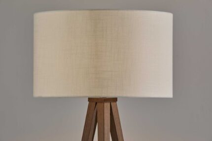 60" Brown And White Tripod Floor Lamp With White Linen Drum Shade - Image 8