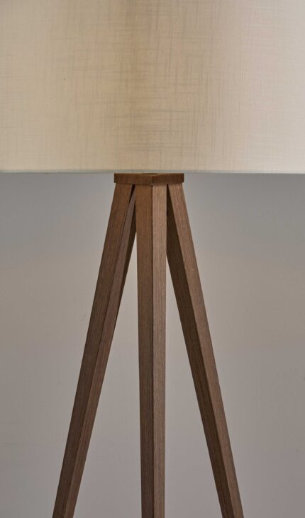 60" Brown And White Tripod Floor Lamp With White Linen Drum Shade - Image 9