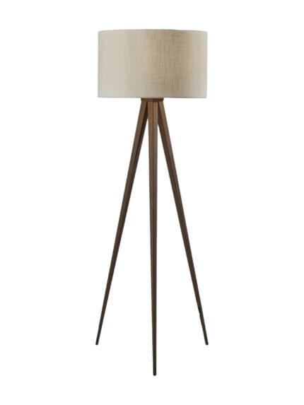 60" Brown And White Tripod Floor Lamp With White Linen Drum Shade - Image 2