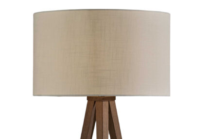 60" Brown And White Tripod Floor Lamp With White Linen Drum Shade - Image 3