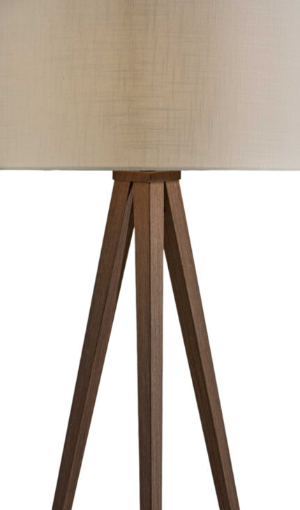 60" Brown And White Tripod Floor Lamp With White Linen Drum Shade - Image 4