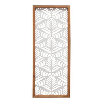 25" X 10" White and Natural Leaf Floral Wood and Metal Wall Decor - Image 2
