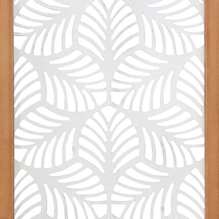 25" X 10" White and Natural Leaf Floral Wood and Metal Wall Decor - Image 6
