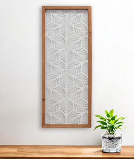 25" X 10" White and Natural Leaf Floral Wood and Metal Wall Decor - Image 1
