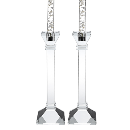 Set of Two Clear Crystal Tabletop Candle Holders - Image 3