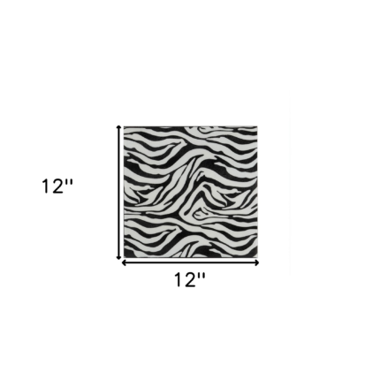 12" Black And White Zebra Iron And Resin Square Hanging Wall Tile - Image 5