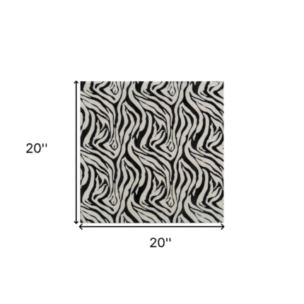 20" Black And White Zebra Iron And Resin Square Hanging Wall Tile - Image 5