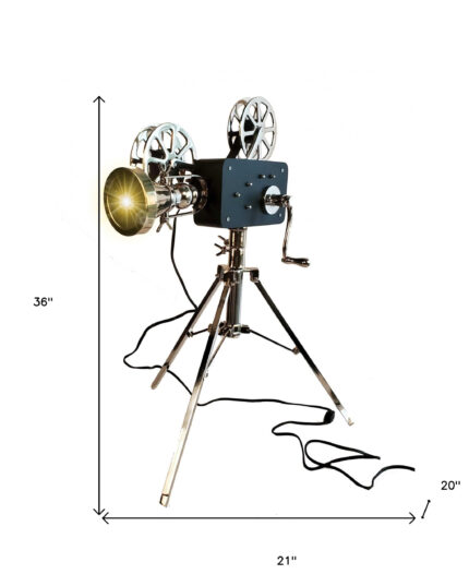 36" Black And Silver Tripod Floor Lamp With Metal Novelty Shade - Image 5