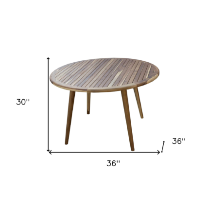 36" Natural Rounded Solid Wood Outdoor Dining Table - Image 4