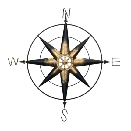 39" Black Rustic Compass Metal Wall Decor - Image 7