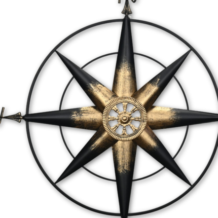 39" Black Rustic Compass Metal Wall Decor - Image 3