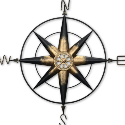 39" Black Rustic Compass Metal Wall Decor - Image 4