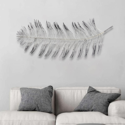Black And Silver Metal Peacock Feather Wall Decor - Image 5