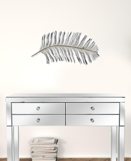Black And Silver Metal Peacock Feather Wall Decor - Image 4