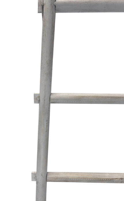 59" Gray Five Step Rustic Weathered Grey Wood Ladder Shelf - Image 3