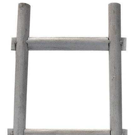 59" Gray Five Step Rustic Weathered Grey Wood Ladder Shelf - Image 6