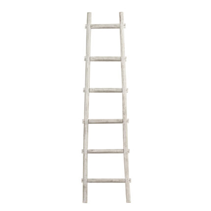 72" White Rustic Six Step Wood Ladder Shelf - Image 1