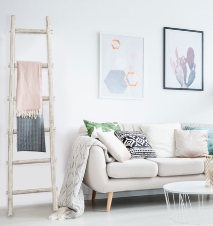 72" White Rustic Six Step Wood Ladder Shelf - Image 6