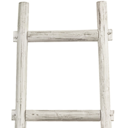 72" White Rustic Six Step Wood Ladder Shelf - Image 4