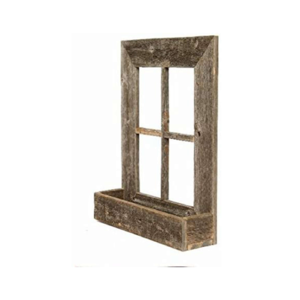 25" X 22" Gray Weathered Wood Window Frame With Planter - Image 3