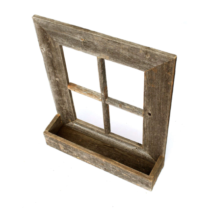 25" X 22" Gray Weathered Wood Window Frame With Planter - Image 4