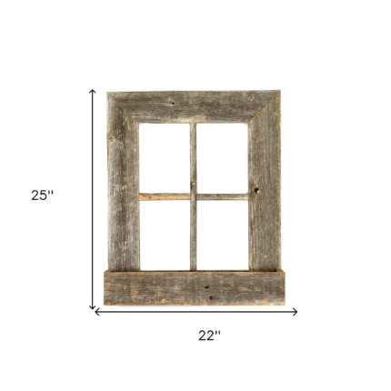 25" X 22" Gray Weathered Wood Window Frame With Planter - Image 7