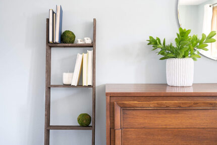 57" Brown Rustic Five Step Wood Ladder Shelf - Image 8